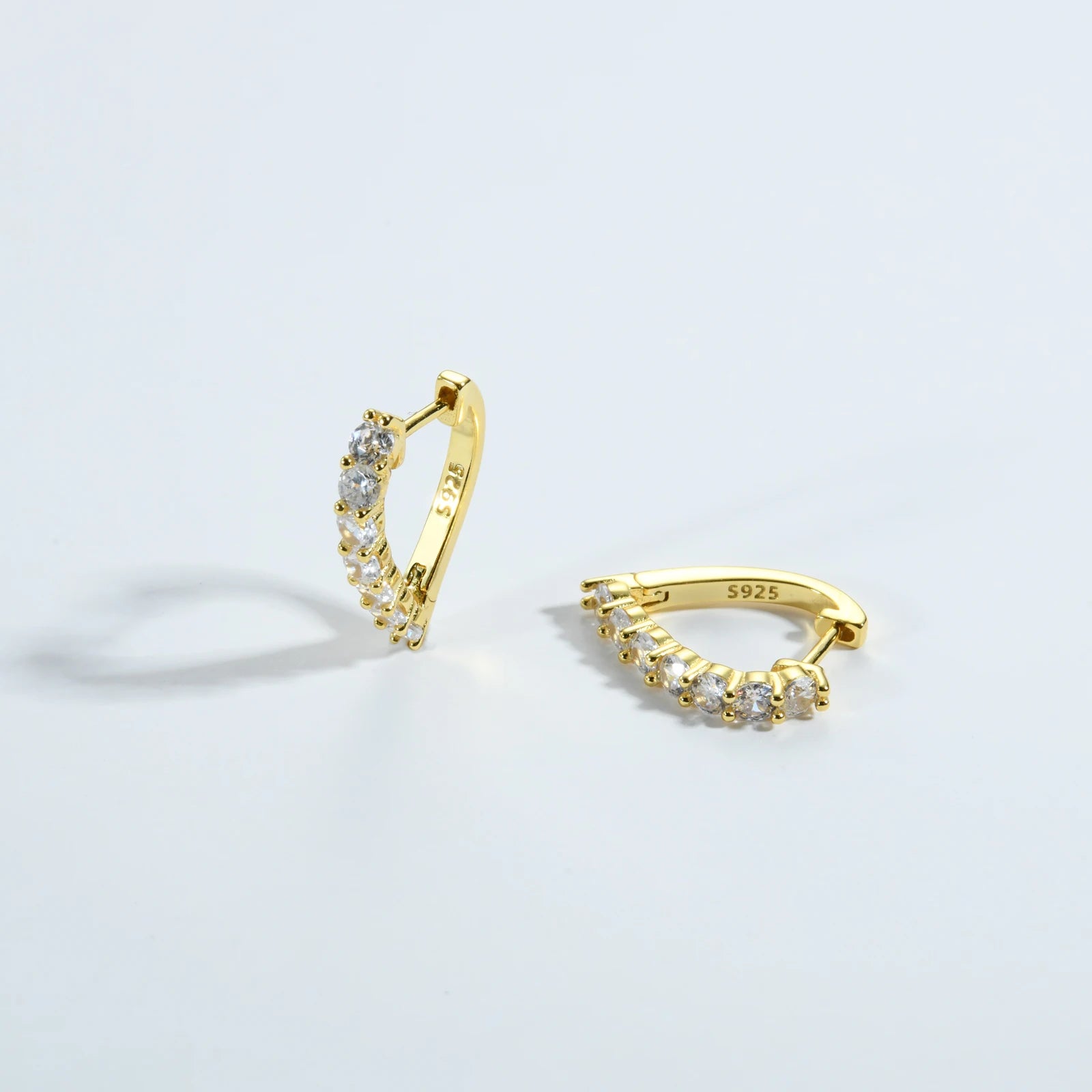 925 Sterling Silver Zircon Heart Hoop Huggie earrings (color option)