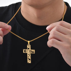 Jesus Christ Cross Pendant Necklace With Design (color options)