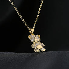 Cute Zircon Bear Pendant Necklace (design options)