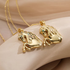 Gold Color Zircon Horse Pendant Necklace (design options)