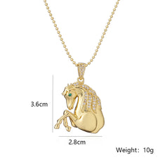 Gold Color Zircon Horse Pendant Necklace (design options)