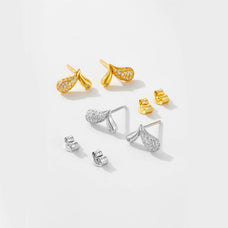 925 Sterling Silver Zircon Irregular Heart Stud Earrings (color options)