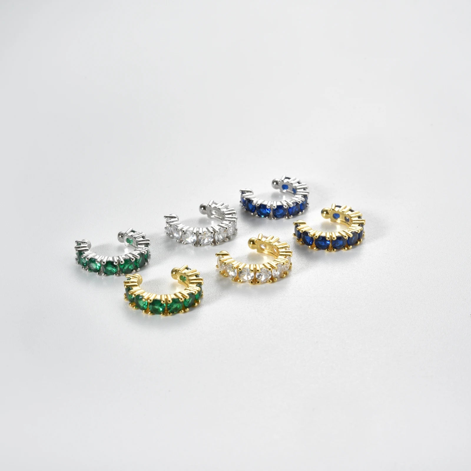 925 Sterling Silver Zircon Cuff Earrings (color options)