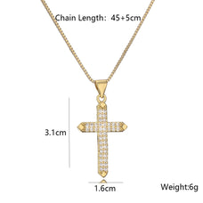 Gold Color Zircon Holy Cross Pendant Necklace (design options)