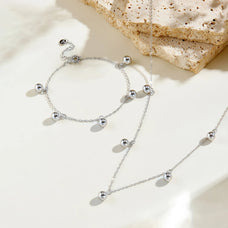 925 Sterling Silver Bead Charm Bracelet or Necklace (color options)