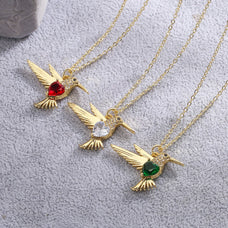 Zircon Gold Color Bird Necklace (color options)