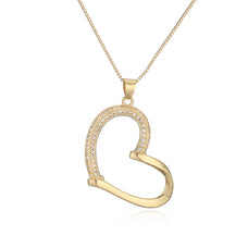 Gold Color Plated Zircon Heart Pendant Necklace (design options)