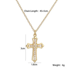 Gold Color Plated Zircon Cross Pendant Necklace (options)
