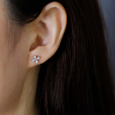 925 Sterling Silver Zircon Flower Stud Earrings (color option)