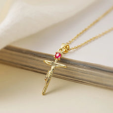 Gold Color Zircon Cross Pendant Necklace (design options)