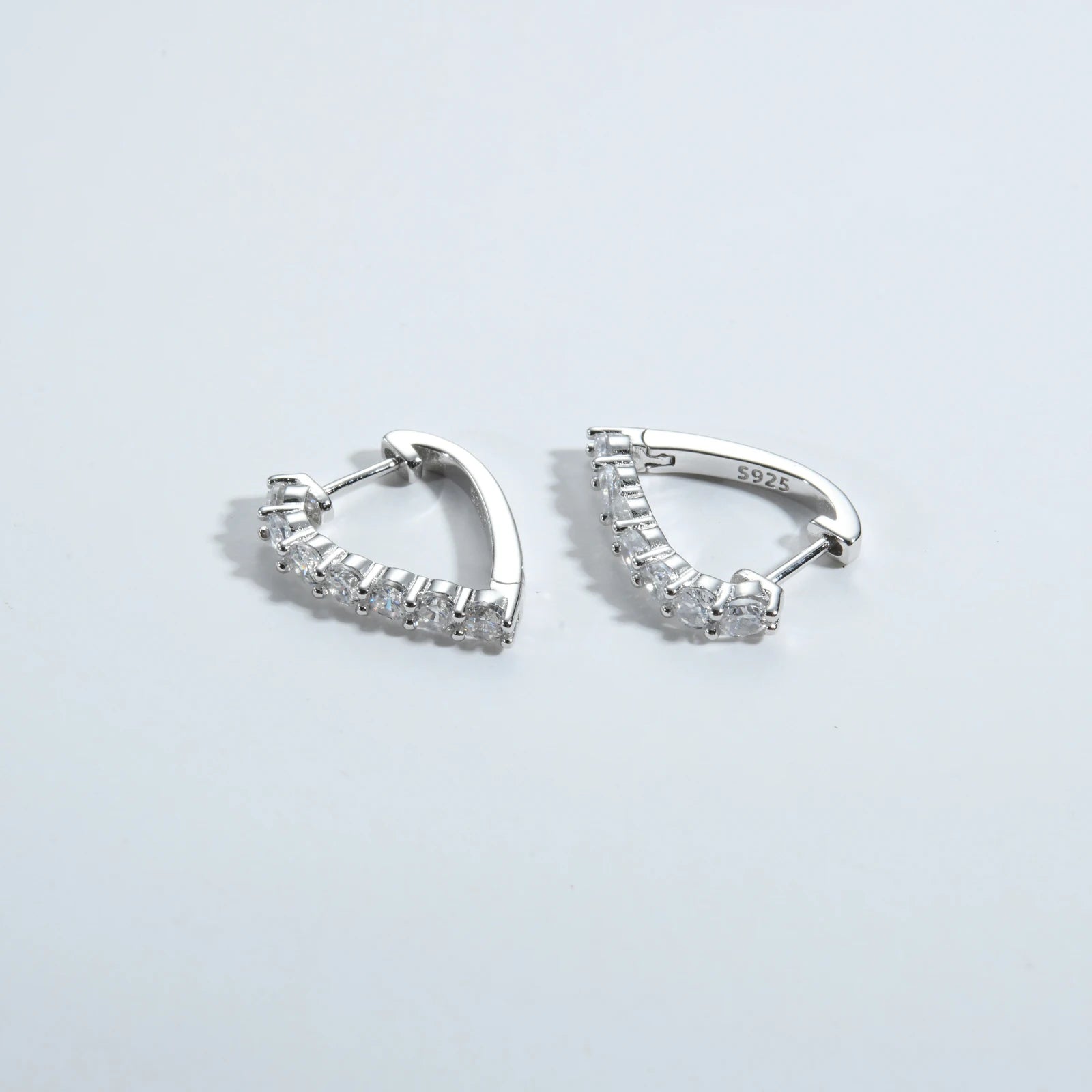 925 Sterling Silver Zircon Heart Hoop Huggie earrings (color option)