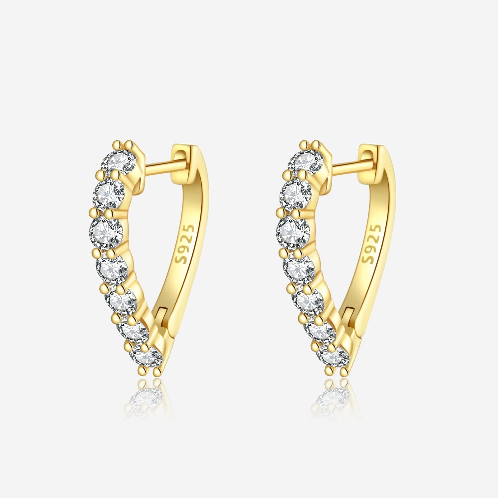 925 Sterling Silver Zircon Heart Hoop Huggie earrings (color option)