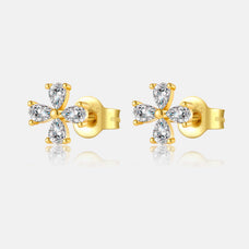 925 Sterling Silver Zircon Flower Stud Earrings (color option)