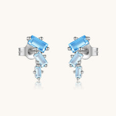 925 Sterling Silver Blue Zircon Earrings