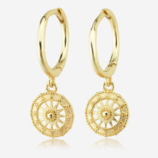 925 Sterling Silver Hoop Compass Star Dangle Earrings (color option)