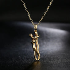 Gold Color Plated Couple Hugging Pendant Necklace (options)