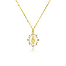 925 Sterling Silver Zircon Virgin Mary Pendant Necklace