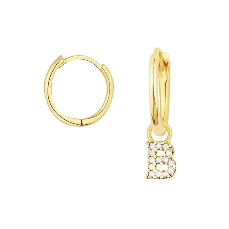 925 Sterling Silver Name Initial Letter Drop Earrings (size and color options)