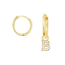 925 Sterling Silver Name Initial Letter Drop Earrings (size and color options)