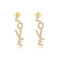 925 Sterling Silver Zircon Love Earrings (color option)