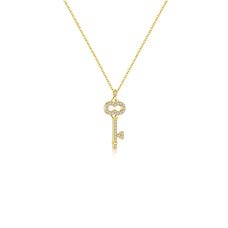 925 Sterling Silver Zircon Key Pendant Necklace (color options)