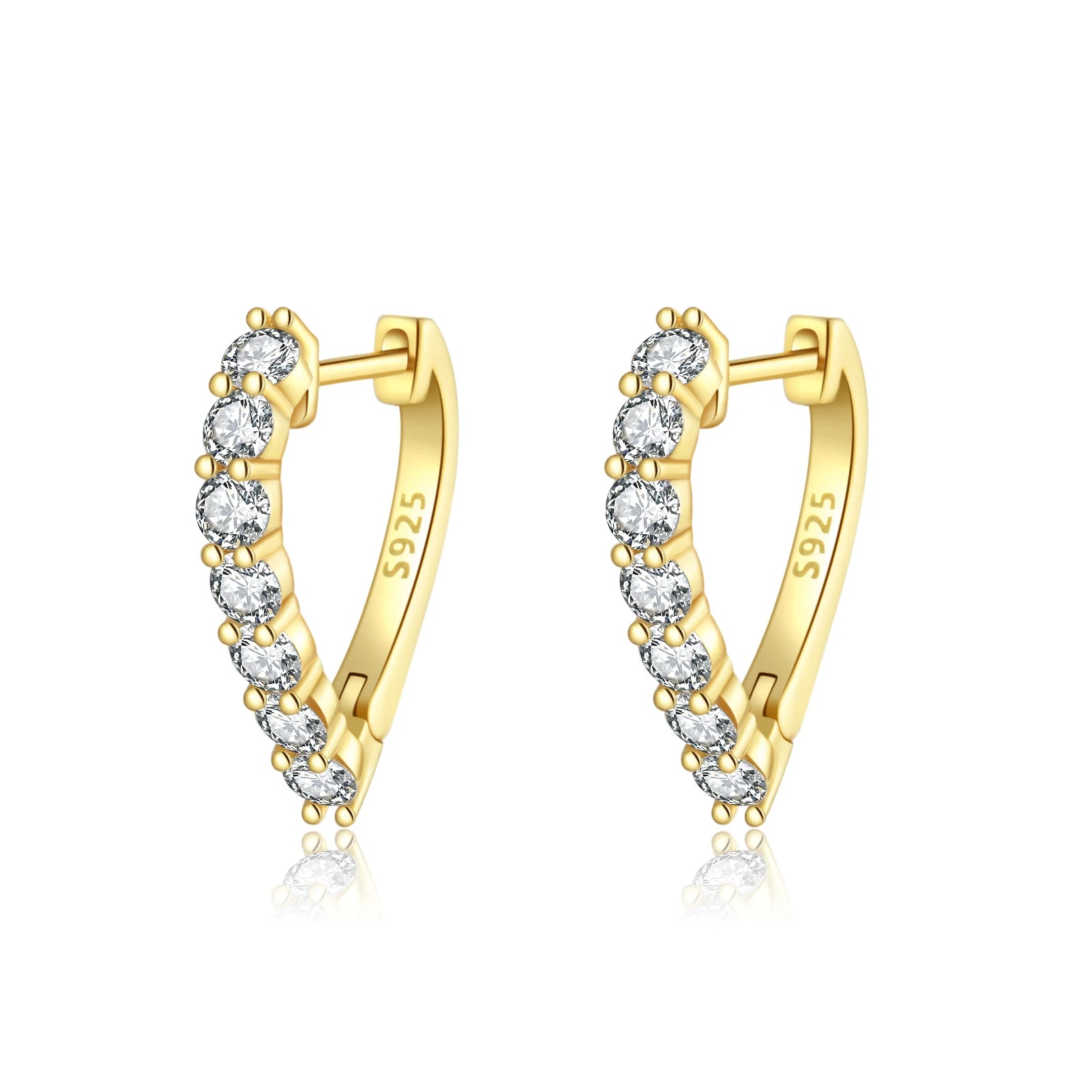 925 Sterling Silver Zircon Heart Hoop Huggie earrings (color option)
