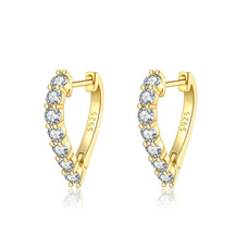 925 Sterling Silver Zircon Heart Hoop Huggie earrings (color option)