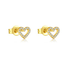925 Sterling Silver Zircon Heart Stud Earrings (color options)