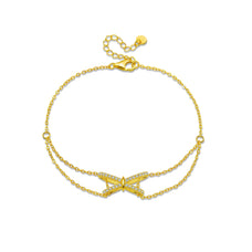 925 Sterling Silver Zircon Butterfly Shape Charm Bracelet (color option)