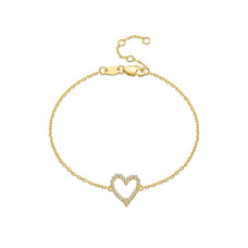 925 Sterling Silver Zircon Heart Shape Charm Bracelet (color option)