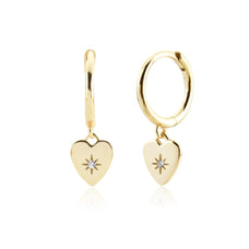 925 Sterling Silver Zircon Hoop Dangle Heart Earrings (color options)