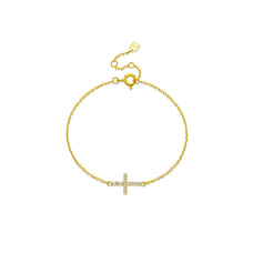 925 Sterling Silver Zircon Cross Charm Bracelet (color option)