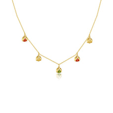 925 Sterling Silver Choker Necklace With Gold Color Drop Beads